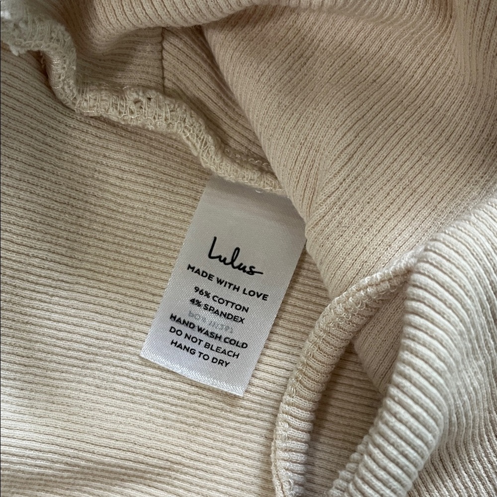 Lulu's Cream Ribbed Crop Top - Picture 2 of 10
